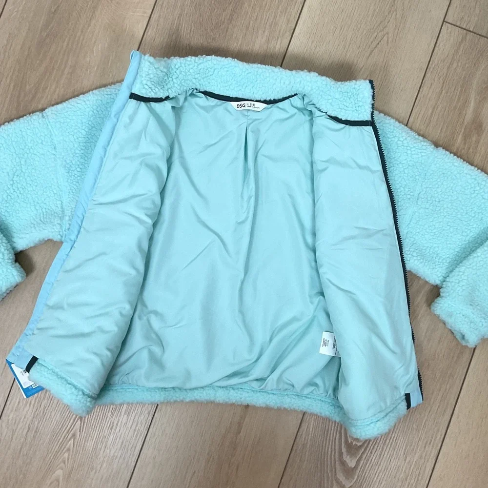 DSG Girls Cozy Fleece Full‎ Zip Jacket Shoreside Blue Size L(14) New With Tags